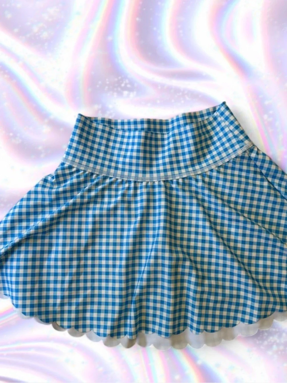 all in motion Blue Gingham Flared Skort